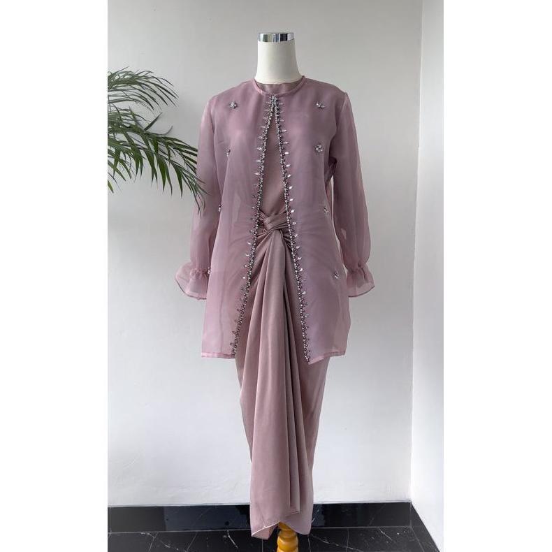 HARGA TURUN (ADA JUMBO) ONESET JEMMA ORGANZA PREMIUM OUTFIT KONDANGAN SETELAN ROK LILIT | SETELAN OU