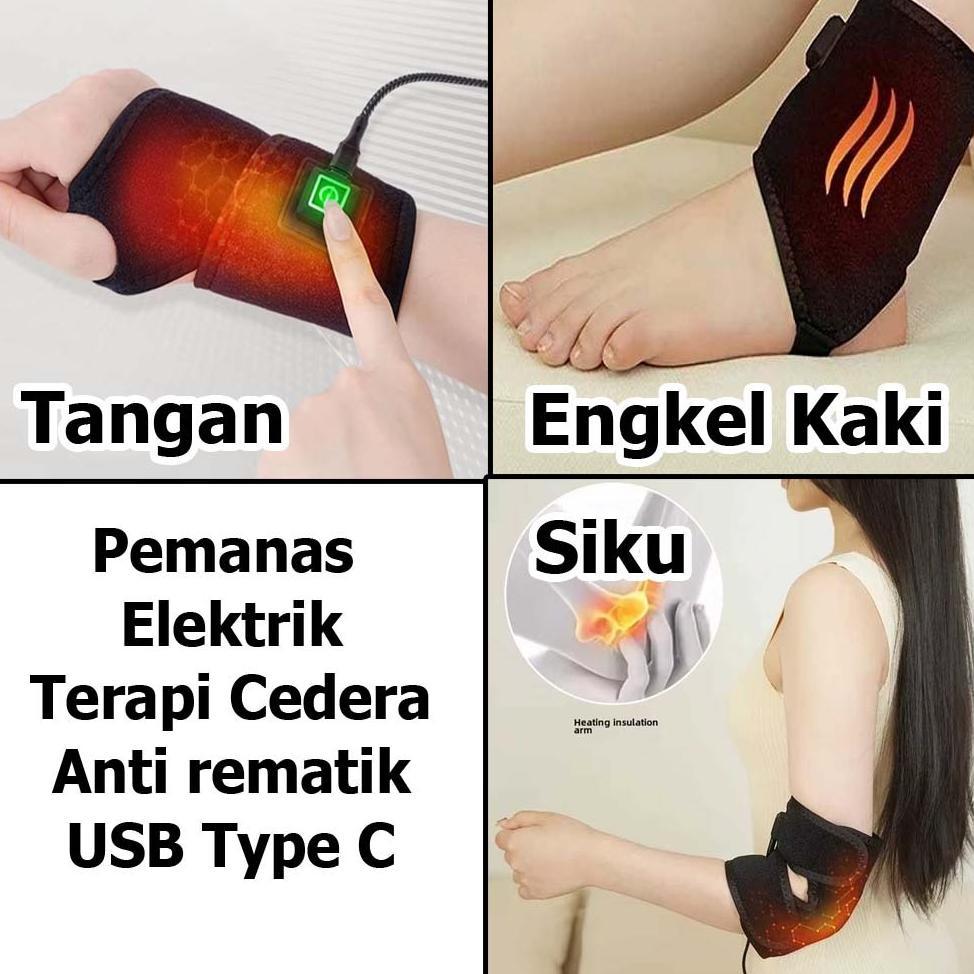 READY JC Alat Terapi Kompres Panas Siku Engkel Tangan elektrik USB Type C penghangat rematik asam ur