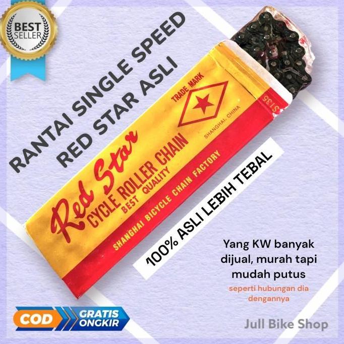 Promo Rantai Red Star Asli Sepeda Single Speed Becak Fixie Anak Bmx Tebal Ori Peti 114 Link Original