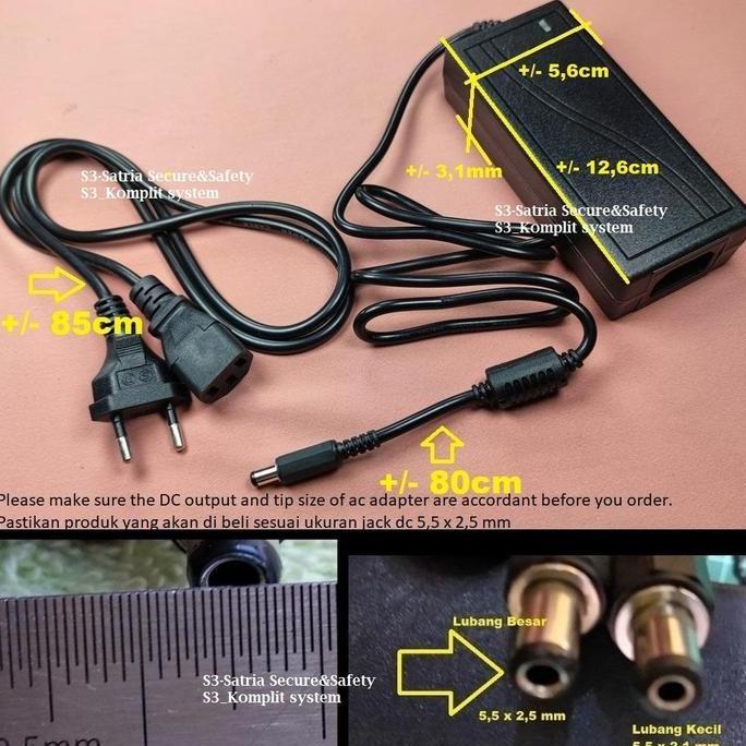 Sale Adaptor 12V 5A Jack Dc Besar 5.5 X 2.5 Mm Lubang 5.5Mm X 2.5Mm Monitor