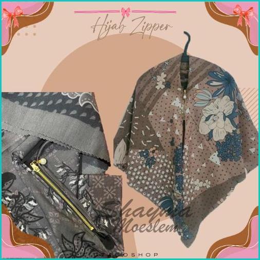 Segiempat Motif Instan Resleting Dagu / Hijab Zipper Motif Segiempat Instan