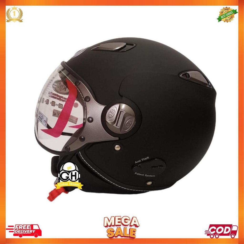Helm Kyt Elsico Solid Black Doff Half Face Kyt Helm Half Face Kyt Elsico Matt Black [H2]