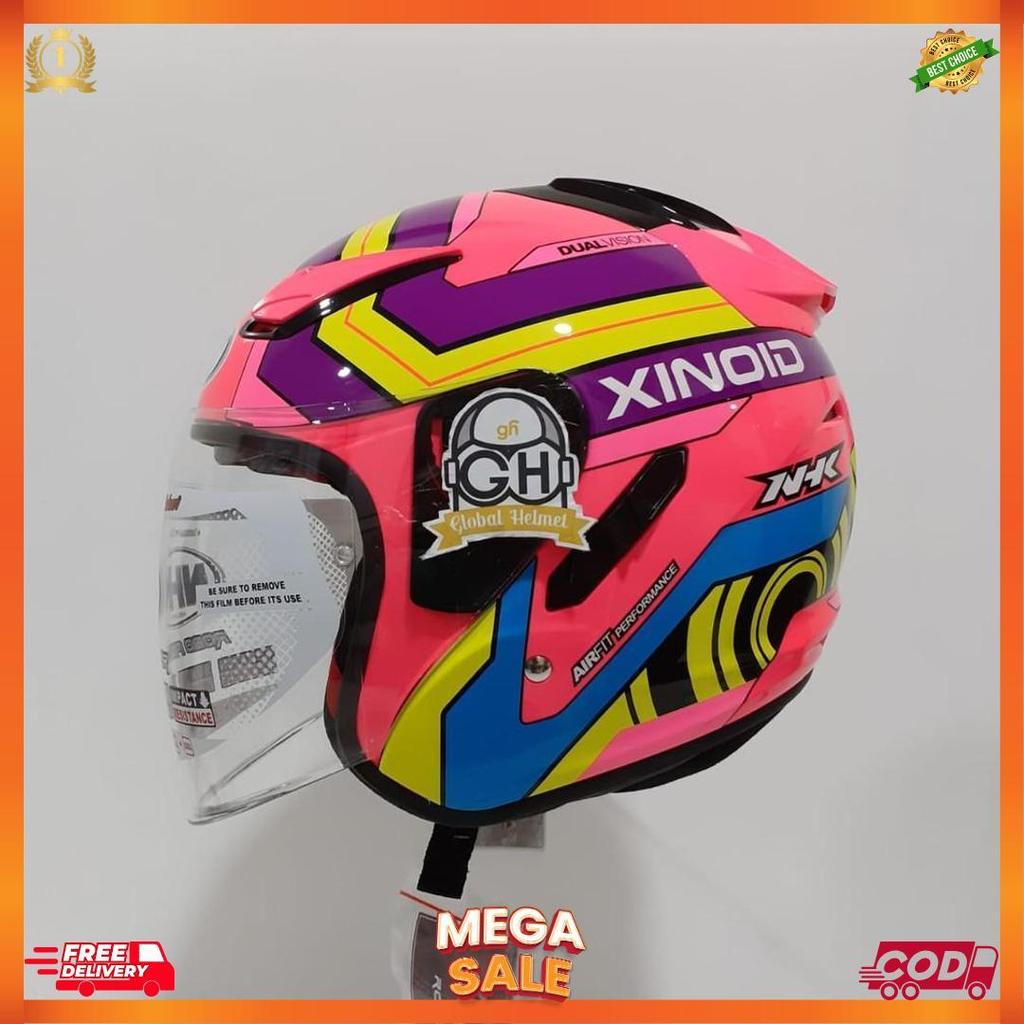 Helm Nhk R1 Xinoid Nhk R-1 Xinoid Pink Flourecent Double Visor [H2]