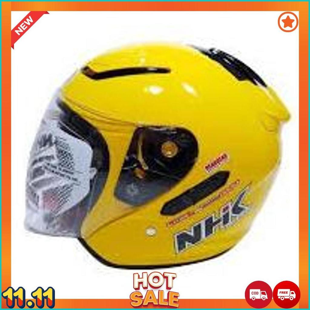 Helm Nhk R1 Yellow Nhk R-1 Solid Yellow Double Visor [H2]