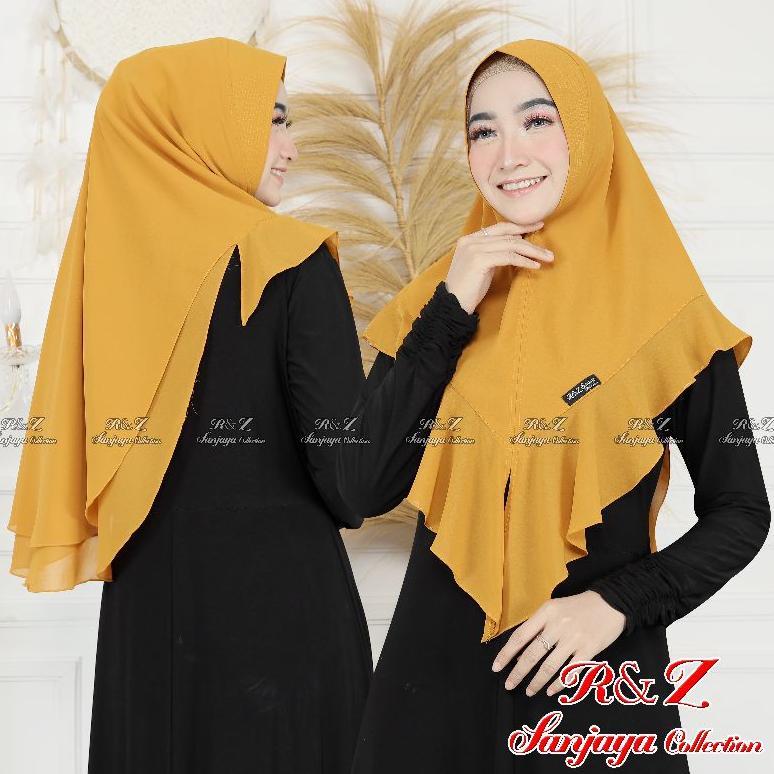 Hijab Instan Jersey - Khimar Malika Ceruty 2 Layer Original R&Z Sanjaya Collection Terlaris