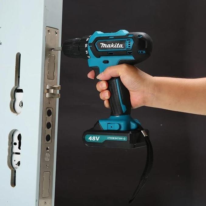 Makita 88VF AND 96VF Mesin Bor Listrik 10mm Cordless Drill & Screwdriver dengan 2 Baterai Cas LED Li