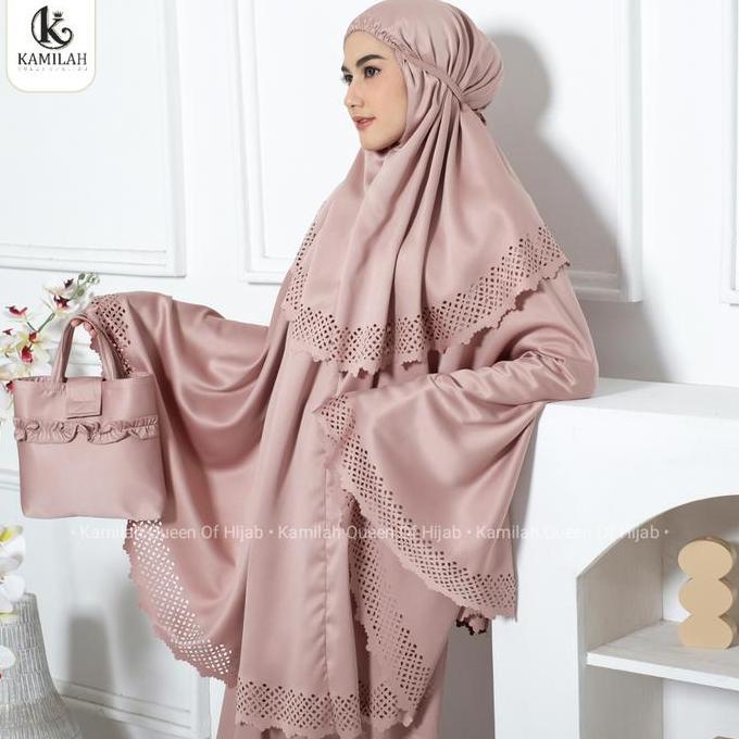 [Beli Lokal] Mukena Dewasa Sutra Velvet Lembut Lasercut Susun Nayara Mewah Silky Cantik