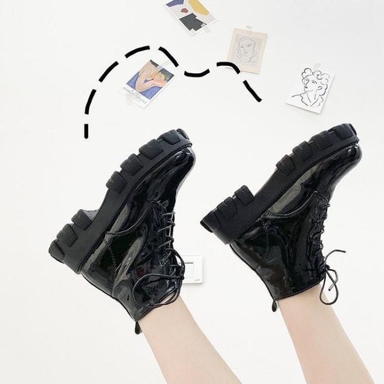 DISKON Sepatu Boots Weges Flat Wanita Premium Sepatu Boots Wanita Gaya Kekinian Sepatu Oxford Sepatu