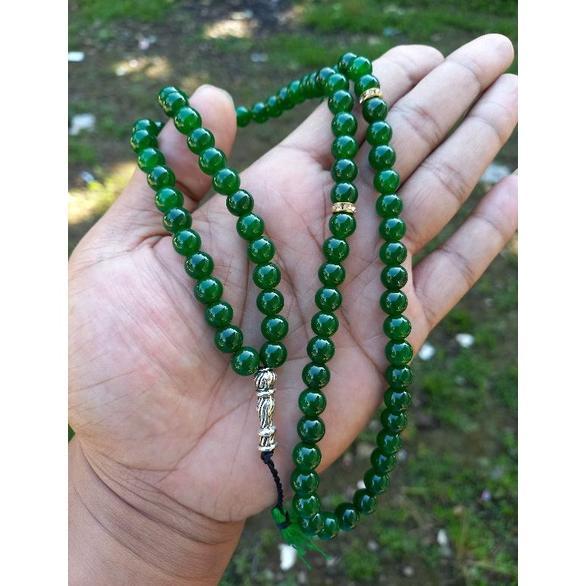 Harga Hemat Tasbih giok hijau asli 8mm tasbih batu giok hijau aceh tasbih giok original kalung tasbi