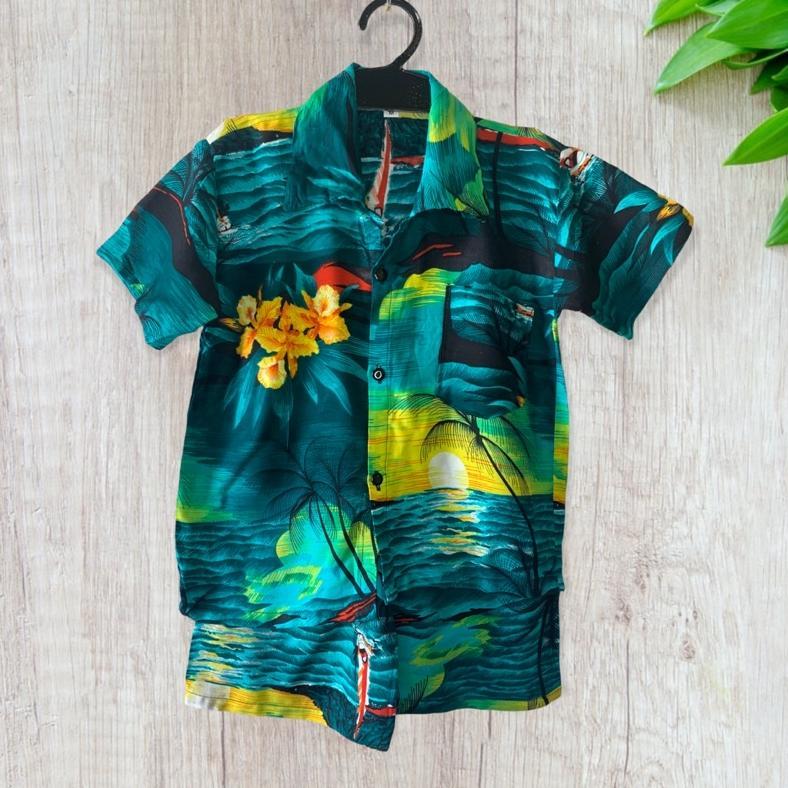 Produk Baru SETELAN KEMEJA ANAK MOTIF PANTAI HAWAI BALI | SETELAN HEM ANAK  | HEM PANTAI ANAK