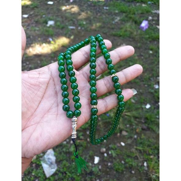 Promo Buka Puasa Tasbih giok hijau asli 8mm tasbih batu giok hijau aceh tasbih giok original kalung 