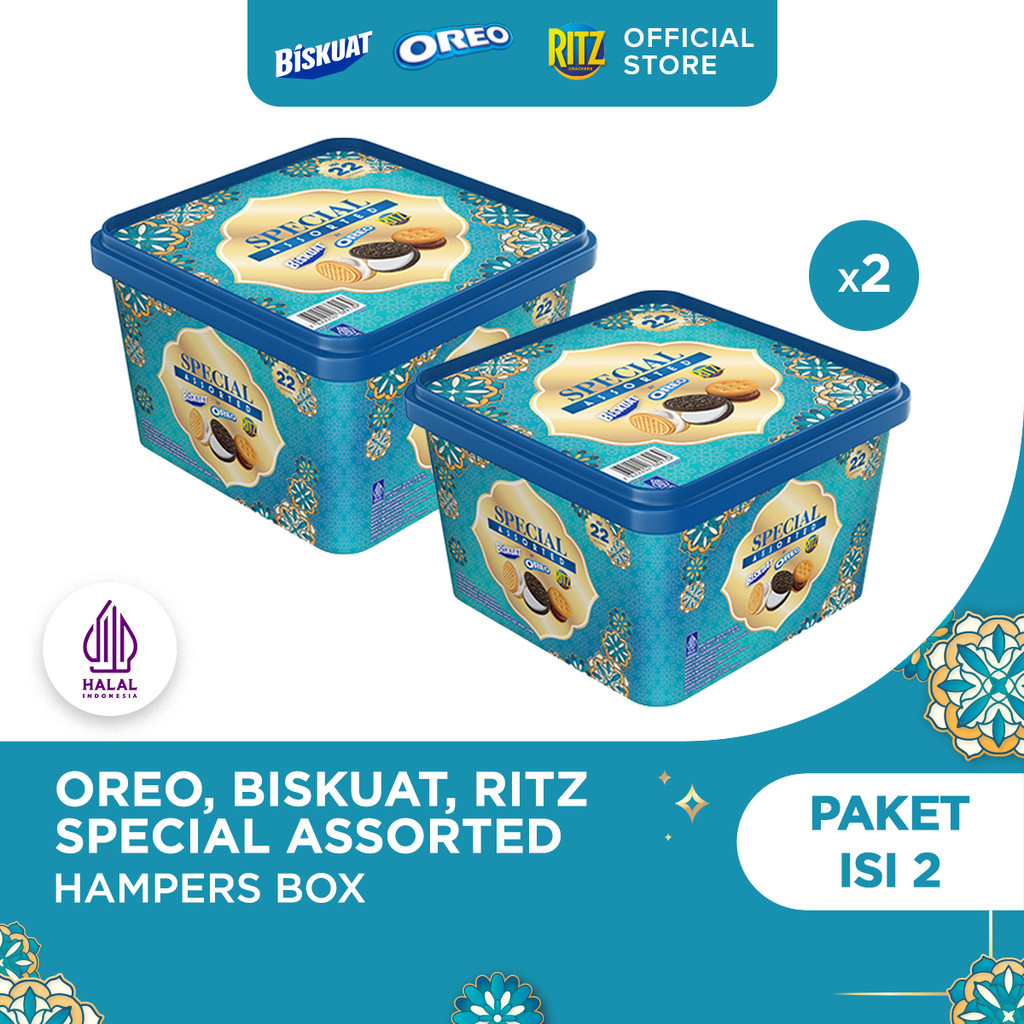 2 Box Oreo, Biskuat, Ritz Special Assorted (Paket isi 9), Hampers Lebaran Parsel Gift Box untuk Oran