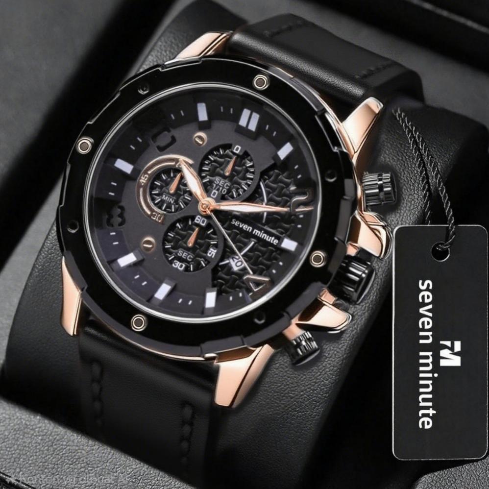 SEVEN MINUTE M729L KULIT JAM TANGAN PRIA ORIGINAL TANGGAL TAHAN AIR WATER RESISTANT