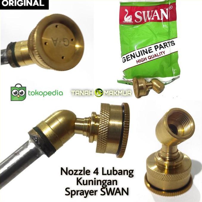 (PE) NOZZLE NOSEL SPUYER SWAN 4 TITIK LUBANG SPRAYER SWAN KUNINGAN ASLI ORI