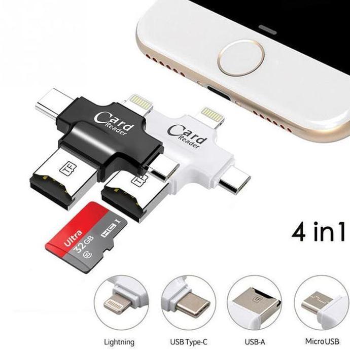 Card Reader USB / OTG 4 in 1 support Type C / Micro USB / iPhone Terlaris