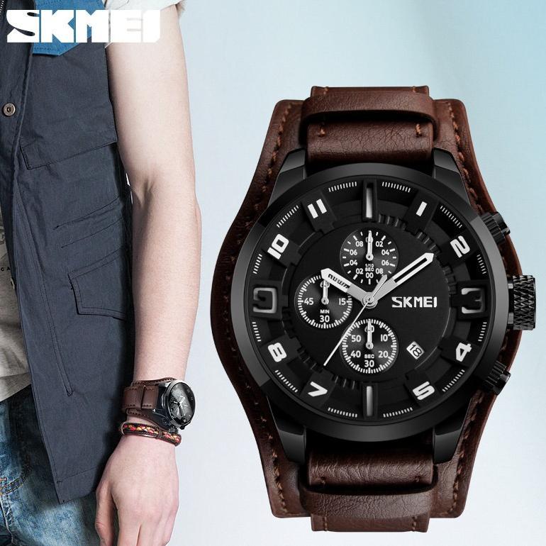 Jam Tangan SKMEI 9165 Fashion Chronograph Vintage Kulit