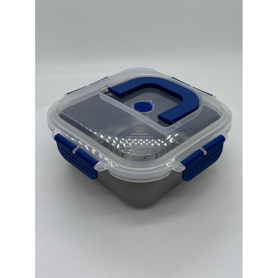 LUNCH BOX STAINLESS STEEL 1800ML ADA PEGANGAN KOTAK MAKANANANTITUMPAH