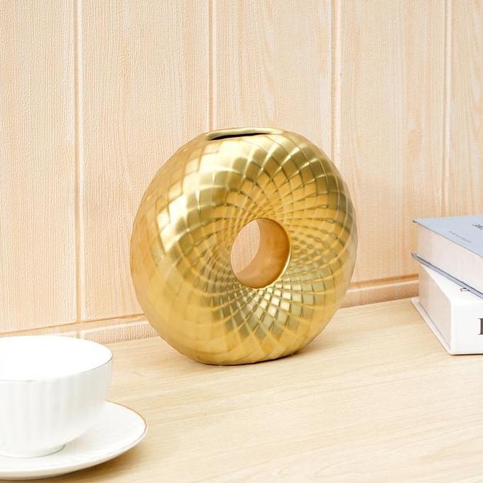 INFORMA VAS KERAMIK DONATELA - GOLD POT BUNGA PAJANGAN RUMAH DEKORASI RUANGAN TEMPAT BUNGA