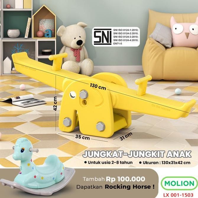 MOLION SNI Jungkat Jungkit Perosotan Anak Seesaw Prosotan Mainan Jungkat-Jungkit Kuda Kudaan Berstan