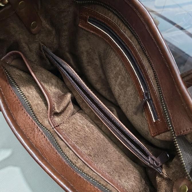 Tas Selempang Tote Kulit Asli Tipe Fatma Resleting Ykk Original