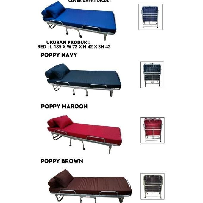 HARGA DISC - folding bed kasur rangka besi lipat roda