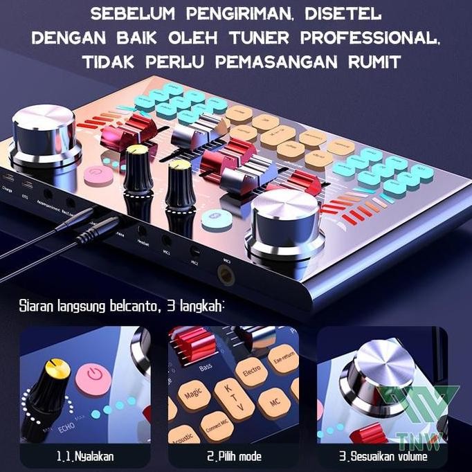 BEARERS- Sound Card TNW-V18 Bluetooth Live SoundCard V18 Soundcard Audio Live Mixer untuk Live strea