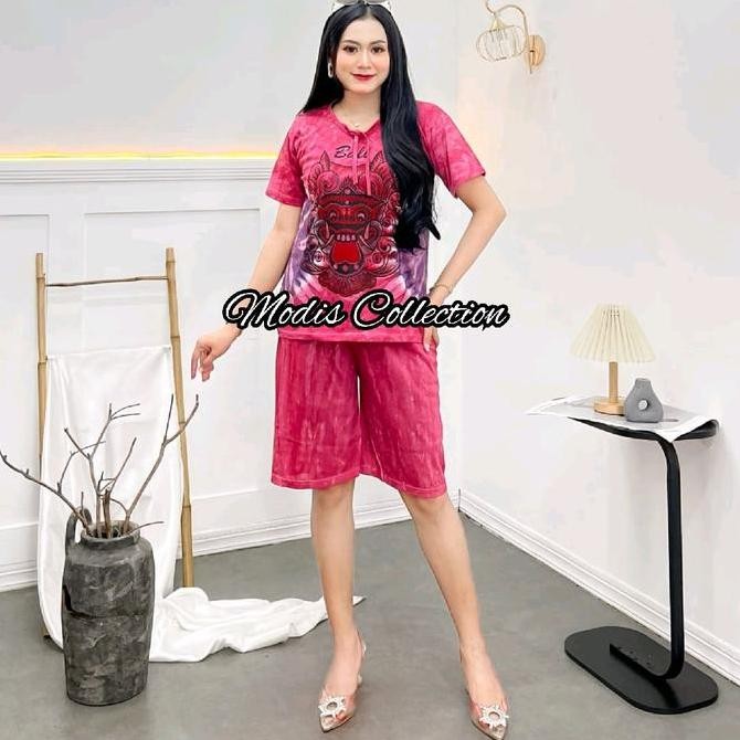 Promo Setelan Kaos Wanita Dewasa Babydoll Kulot Panjang Celana Selutut Pinggang Karet Melingkar Molo