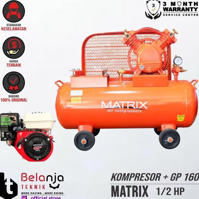 JINICHI- Matrix Mesin Kompresor Angin 0.5 Hp Honda Gp 160 5.5 Hp Air Compressor