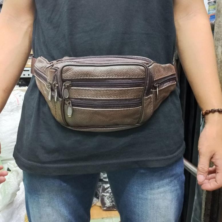 Tas Pinggang Kulit Sapi Asli Ukuran BesarTas Selempang Kulit Asli Waistbag Kulit Asli Pria Wanita