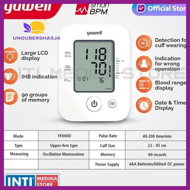 (ORIGINAL) YUWELL - TENSIMETER DIGITAL YE 660D | TENSI PENGUKUR TEKANAN DARAH KESEHATAN PERLENGKAPAN