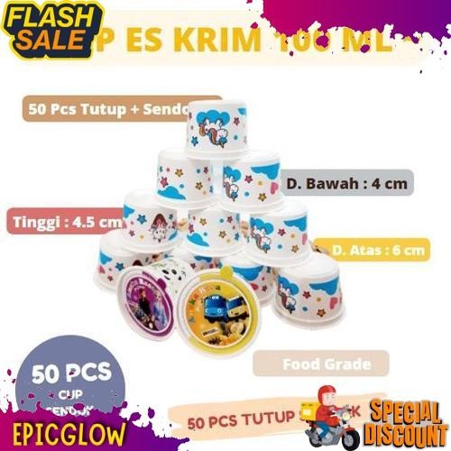 COD HARGA  CUP EKONOMIS/JUAL CUP ICE CREAM KARAKTER/CUP PLASTIK PRINTING 100 ML