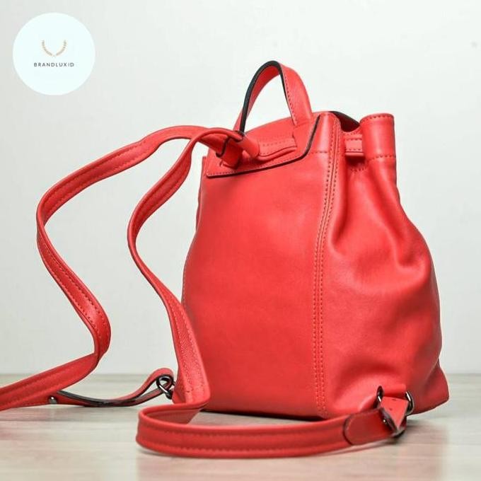 Longchamp Cuir Bp Rouge/Red Backpack Small