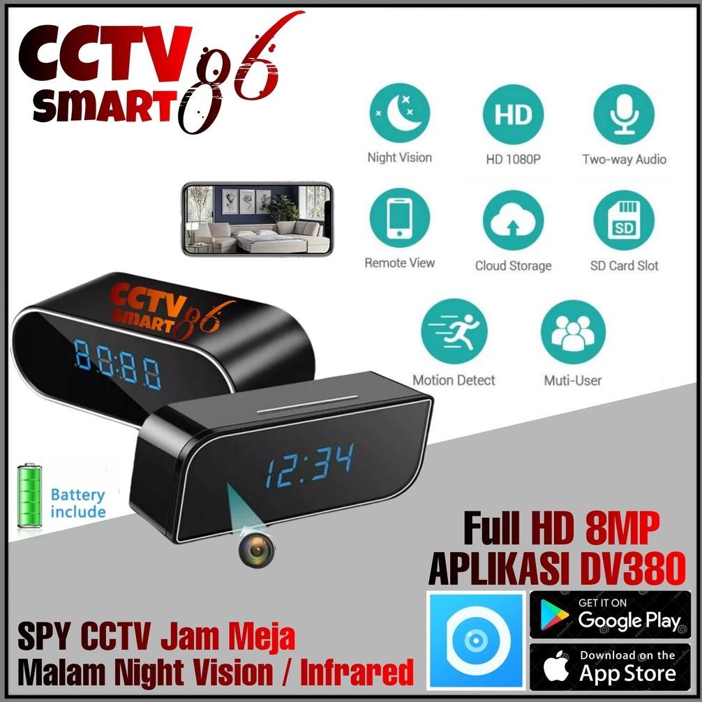 CCTV JAM MEJA KAMERA MINI HD 1080P SPY CLOCK INFRARED NIGHT VISION WIFI MOTION DETECTOR VIDEO RECORD