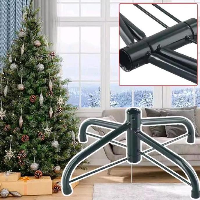 Kaki Pohon Natal Stand Logam Berdiri Dasar Rak Aksesoris untuk Dekorasi Natal 45cm/50cm Besi Hijau M