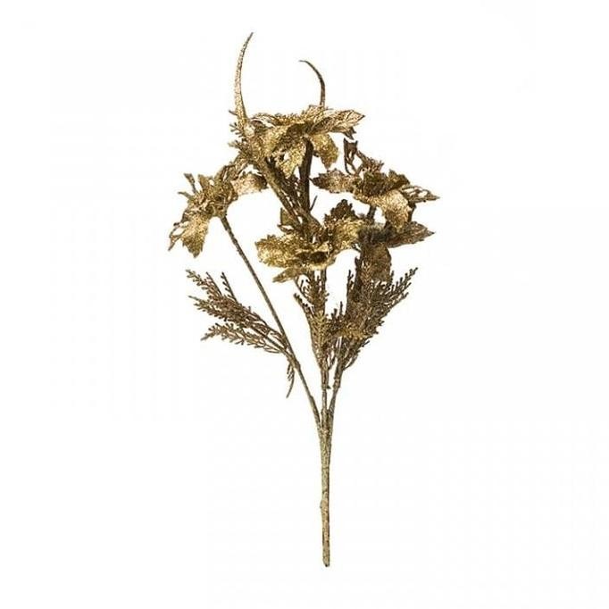 Hiasan Bunga Pohon Natal / Poinsettia - Bunga Gliter - Bunga Natal