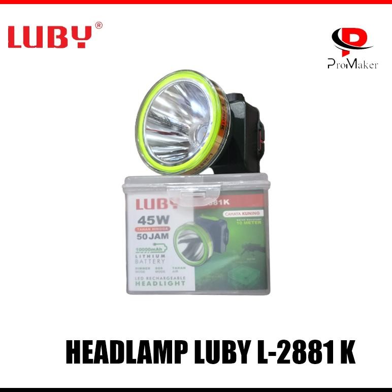 Senter Kepala Luby 45 Watt L-2881K LED Kuning Recharge Anti Air Ori Senter