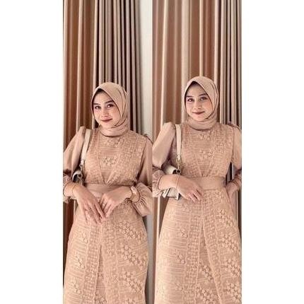 DB8>> Vannamille id Maxi Dress Malika Brukat Fashion Muslim Wanita Oufit Lebaran Seragaman Pesta gam