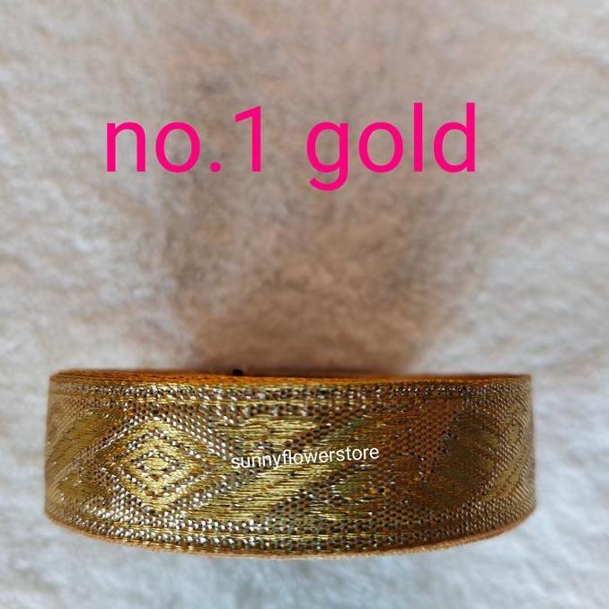 DF189>> PITA GAMIS BORDIR GOLD 2 CM