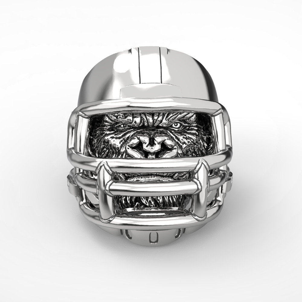 Cincin Helm Rugby Gorila Helm Kepribadian Dominan Cincin Sepak Bola
