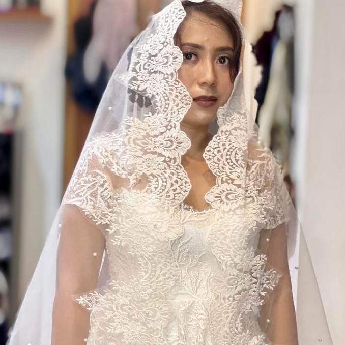 Sarkara Kerudung Pengantin untuk hijab putih mutiara