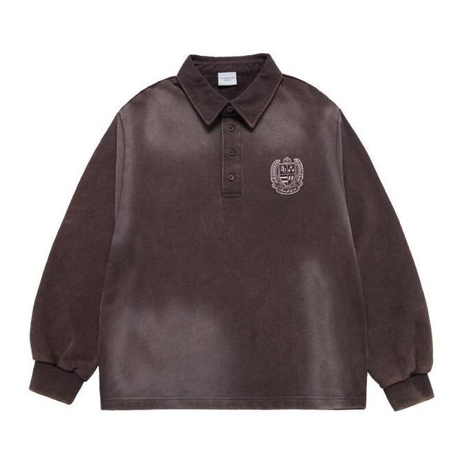 ADLV Washing Embo Rugby Sweatshirt Brown - Kaos Oversize Wanita Pria Original Acme de la vie