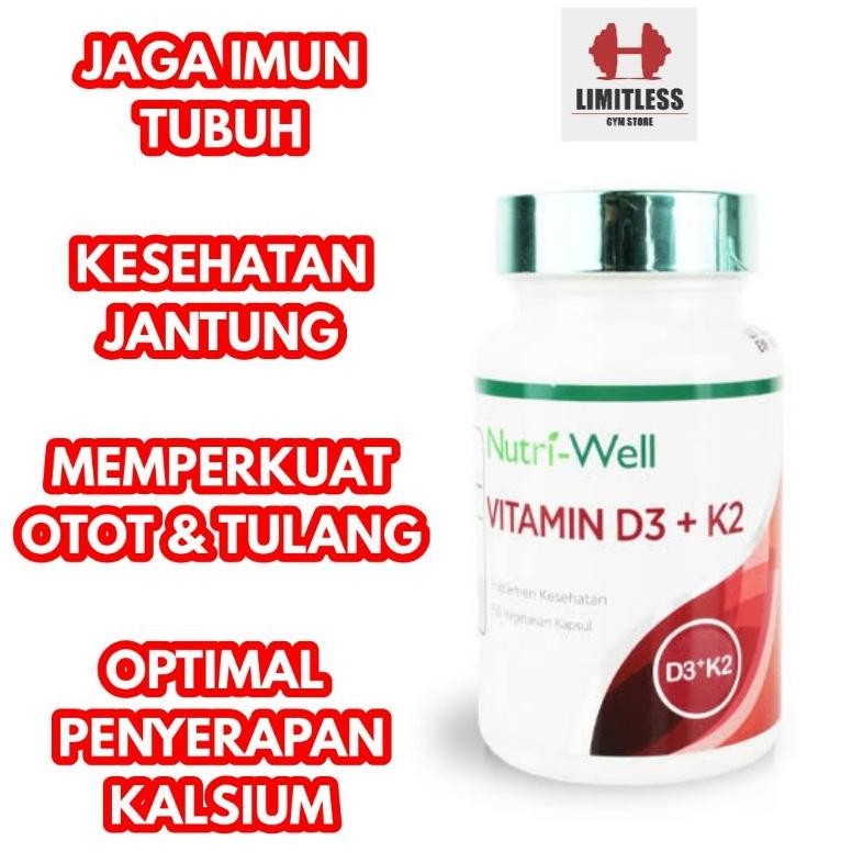 (Promo) Nutriwell Vitamin D3 5000 Iu + K2 60 Kapsul D3K2 5000Iu Original