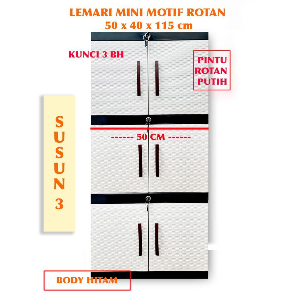 Gjk-25 Racun Shopee Lemari Plastik Lemari Pakaian Lemari Baju + Kaca + Full Kunci / Ukuran Mini Tc21