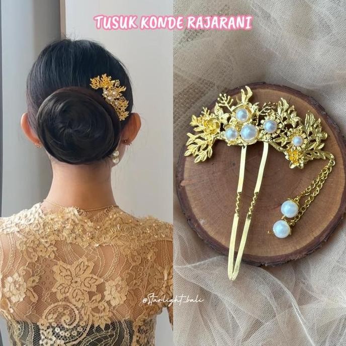 STARLIGHT BALI - Tusuk Konde Rajarani / Tusuk Konde Rambut / Hiasan Sanggul / Aksesoris Wanita Emas 