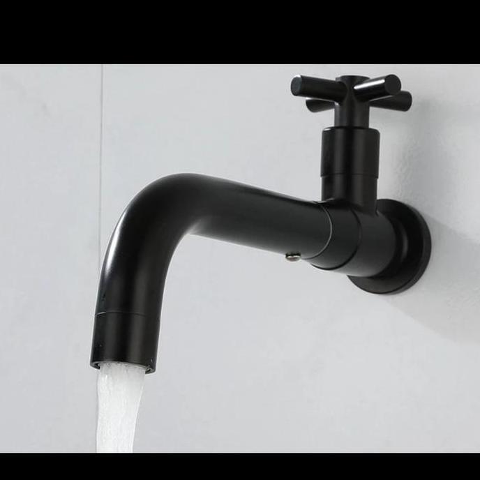 Kran Dinding Panjang Hitam Kran Wastafel Tembok Baling Black Stainles