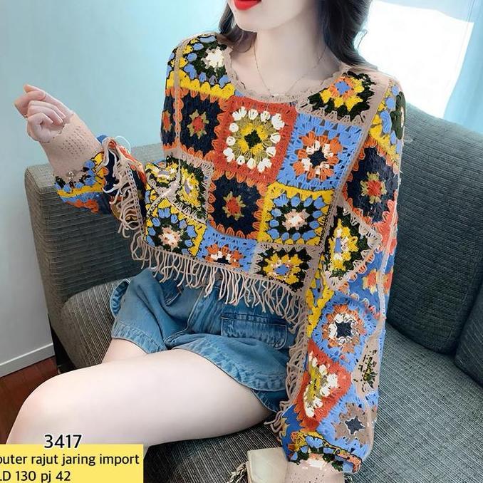 Blouse Rajut Import / Atasan Ootd Fashion / Outer Betwing Rajut / Outer Kekinian Rajut Fashion Impor