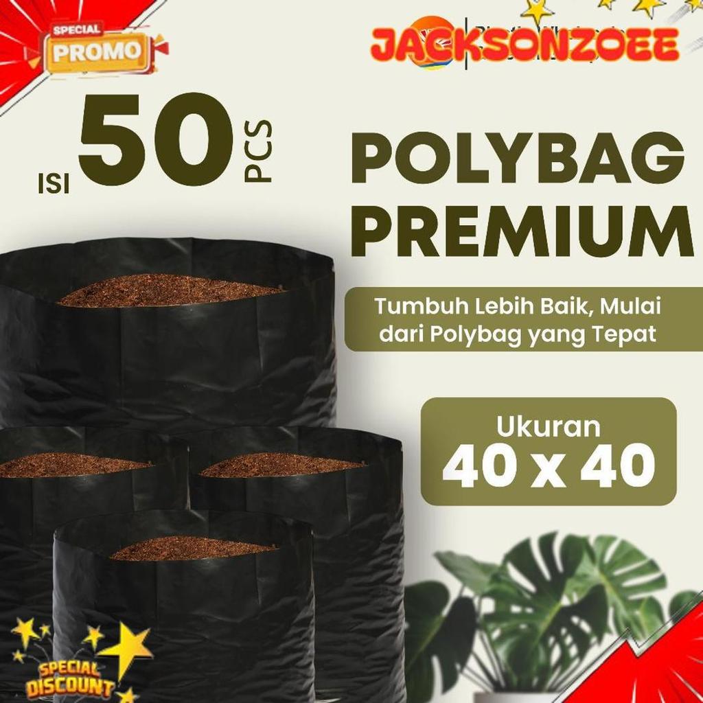 Termurah Polybag Hitam Premium40 x 40 Isi 50 Lembar - Polybag Premium Hita,/Hitam