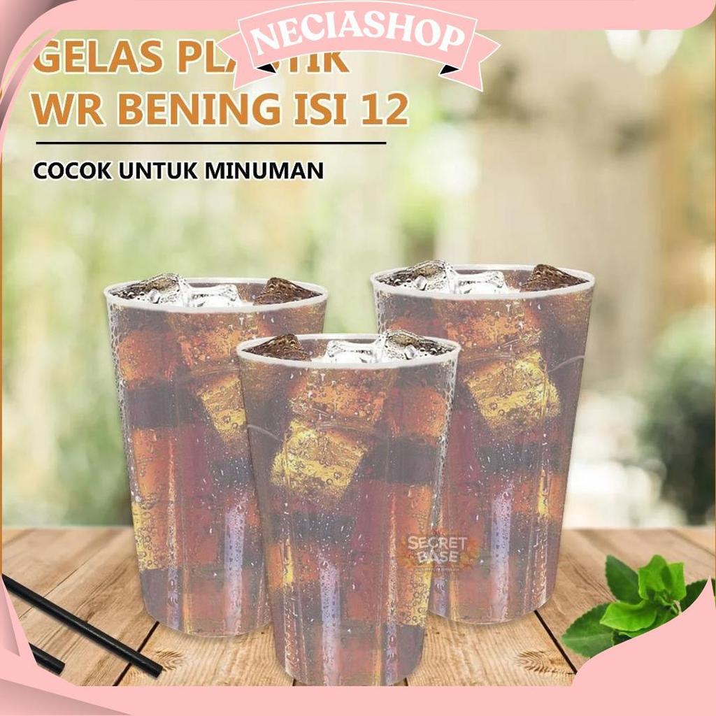 (Isi 12Pcs) Gelas Bening Premium - Gelas 1 Lusin Aesthetic / Cangkir Plastik Lusinan Cod