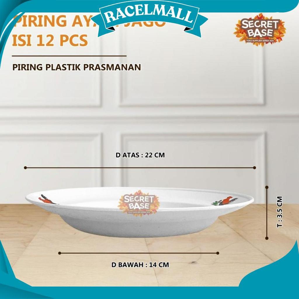 (Isi 12Pcs) Piring Ayam Jago - Piring Plastik Lusinan Tebal / Mangkok Prasmanan Aesthetic Buah Ori