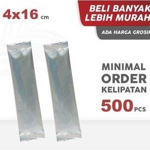 Sachet Center Seal Aluminium 4x16cm Isi 500 Pcs - Kantong Renceng Center Seal Silver Non Zipper
